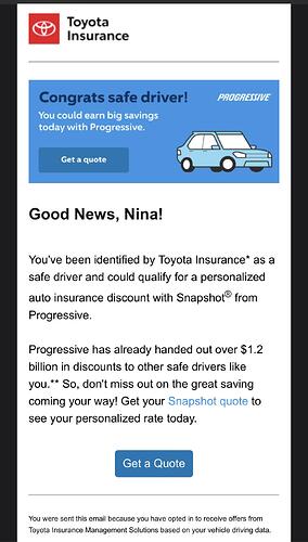 Toyota actually sending driving info to insurance companies